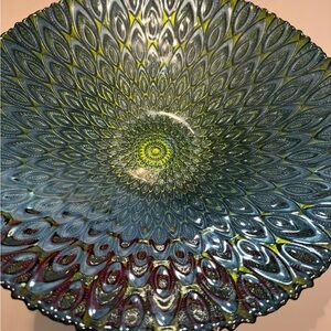 Large Glass Peacock Bowl